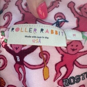 New ROLLER RABBIT PINK BOSTON MONKEYS POLO PAJAMAS TOP SZ MED PREPPY COTTON PJ